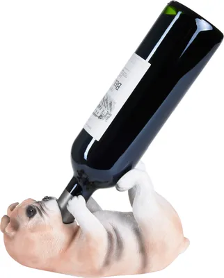 Produktbild von BRUBAKER Weinflaschenhalter durstiger Hund - Bulldogge - Flaschenhalter Besoffene Tiere - Flaschenständer lustig - Deko Figur Handbemalt Barzubehör - Witzige Dekoration - Wein Geschenk