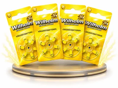 Produktbild von 24 x WILHELM Hörgerätebatterien Typ 10 gelb Hörgerätbatterie PR70 ZL4 1,4/1,45 V, KI-generiertes Bild