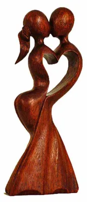 Imagen del producto de Figura de madera, escultura abstracta, estatua de madera, artesanía, decoración, boda, 40 cm