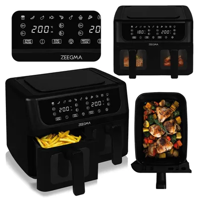Image de Zeegma Knapper Dual Airfryer 9L, Noir, 2 compartiments, Sans graisse, 1700W