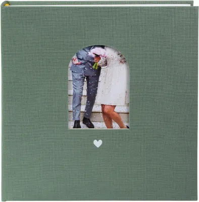 Produktbild von Fotoalbum Herzensmoment, 30 × 31 cm, 60 weiße Seiten, Leineneinband Artischocke, Weißprägung