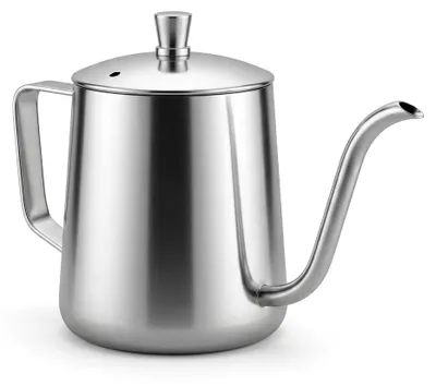 Produktbild von Kaffeekanne mit Schwanenhals 480ml – Präziser Gooseneck Wasserkocher aus 304 Edelstahl, Pour Over Kaffeekessel mit Ergonomischem Griff für Kaffee und Tee, Büro und Camping