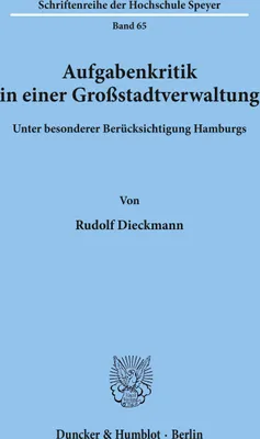 Produktbild von Aufgabenkritik in einer Großstadtverwaltung