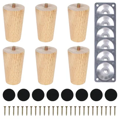 Immagine prodotto di Set di 6 gambe in legno per mobili, alte 8 cm