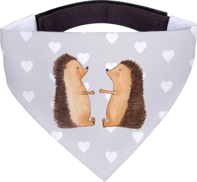Produktbild von Mr. & Mrs. Panda Halstuch Hund Igel Liebe - Grau Pastell - Geschenk, Partner, Dreieckstuch, für, Hochzeitstag, Hunde, Freundin, Hundehalstuch, Bandana, Hochzeit