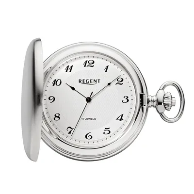 Produktbild von Regent Taschenuhr verchromt analog Mechanik silberfarben P-22