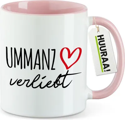 Produktbild von Huuraa Kaffeetasse Ummanz verliebt 330ml Rosa Keramik Kaffeebecher Geschenkidee