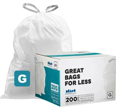 Productafbeelding van Plasticplace: Afvalzakken op maat, compatibel met Simplehuman Code G (200 stuks)