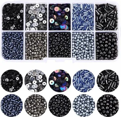 Productafbeelding van Mixte borduurkralen set - 250 stuks - glaskraaltjes & buiskralen - creatief sieraden maken - Vemera