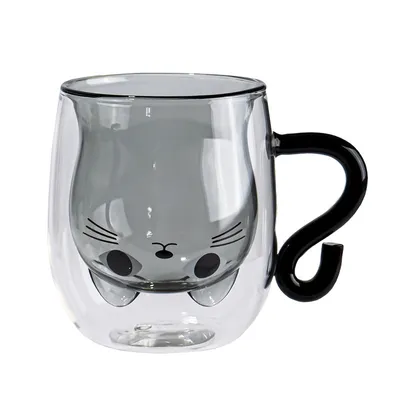 Produktbild von Süße Katzen Tasse mit Henkel, Doppelwandige Kaffeegläser Teegläser, Kaffee Geschenke für Frauen, Geburtstagsgeschenk