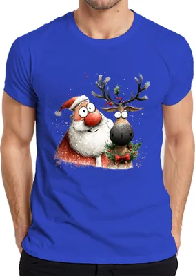 Produktbild von Weihnachtsmann Rentier Rudolph lustig Weihnachten Geschenk Herren T-Shirt, Blau, S