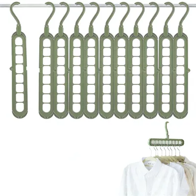 Magische Kleiderbügel 10er Set, 9-in-1, 360° drehbar, Grün
