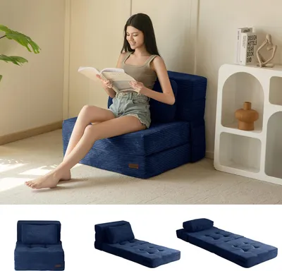 Immagine prodotto di Materasso pieghevole, divano letto in schiuma, materasso triplo pieghevole con 1 cuscino, divano letto trasformabile, futon con schiuma di 15 cm di spessore