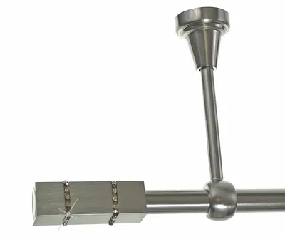 Produktbild von Gardinenstange Set Edelstahl Look Metall Ø 19mm zur Deckenbefestigung 1-lauf Kristall, Länge wählbar D18E69