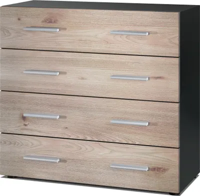 Produktbild von Vladon Sideboard Pavos, Kommode mit 4 Schubladen, Schwarz matt/Eiche Nordic (76 x 72 x 35 cm)