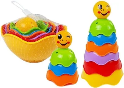 Zdjęcie produktu dla Leantoys Piramidka Muszelki - Zabawka Edukacyjna Dla Niemowląt, Sorter Kształtów