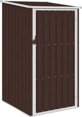 Immagine prodotto di Casa da giardino, capanno per attrezzi, capanno da giardino, capanno in metallo, capanno per attrezzi, capanno da giardino con ampio spazio di stoccaggio, armadietto da giardino, capanno da giardino con tetto, colore marrone, dimensioni 87x98x159 cm, acciaio zincato