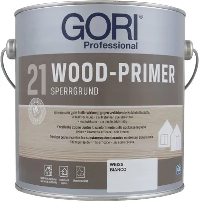 Produktbild von GORI 21 Wood-Primer 2.5 Liter WEISS Sperrgrund Grundierung Isoliergrund