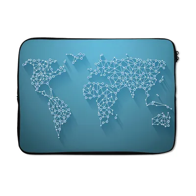 Obrázek produktu pro Pouzdro na notebook 13 palců Mapa světa - Čáry - Modrá Brašna na notebook