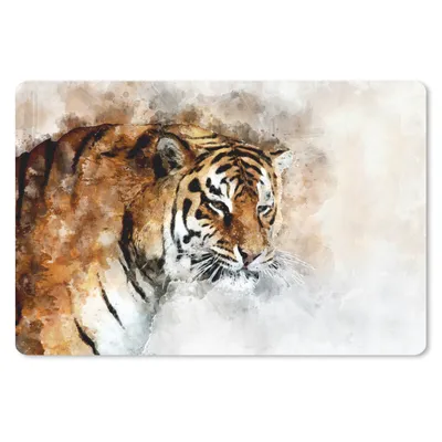 Produktbild von MuchoWow® Schreibtischunterlage Tiger - Augen - Gemälde 60x40 cm - XXL Mauspad - Großes Mauspad