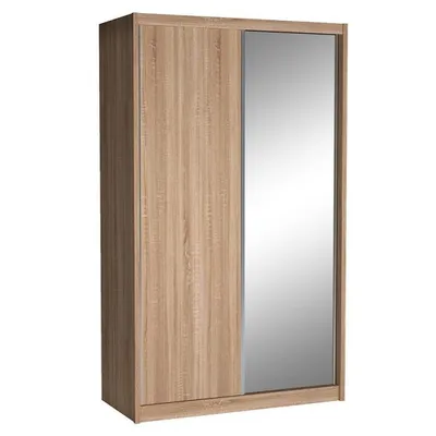 Obrázek produktu pro Šatní skříň 143 cm s posuvnými dveřmi a zrcadlem ANICA - dub sonoma
