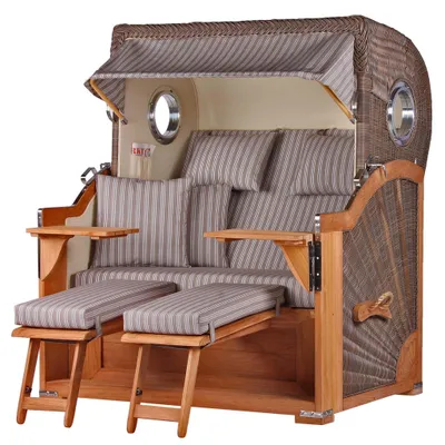 Produktbild von Strandkorb-Set - bene living - Königssee Teak - PE grau- Modell 501 - inkl. Liftersystem