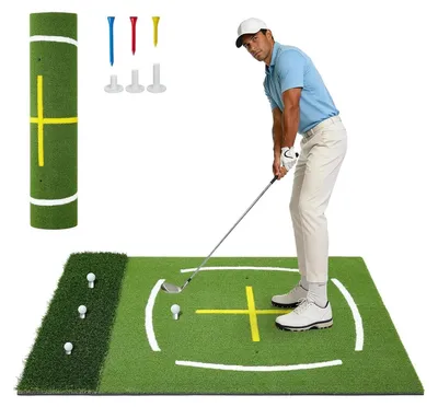 Produktbild von Golfmatte - Trainingsmatte 120x150 cm - Dual Turf Kunstrasen - 10 mm Dicke Basis - Für Chip, Schwung, Drive Training - Farbe C