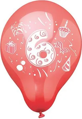 Produktbild von 72 Zahlenluftballons Ø 25 cm farbig sortiert "6"