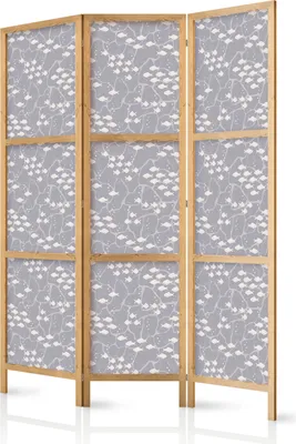 Produktbild von 3-teiliger Einseitiger Vlies Japanischer Paravent - Underwater Shoal of Small Fish - Tiny Light-Beige Fish on the Background of Oceanic Depths in Gray Shades 135x172 cm Tiere g-C-10153-bh-a