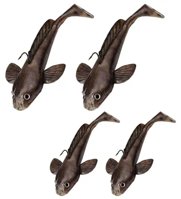 Produktbild von 4 Grundel Imitate Gummifische montiert 8 + 12 cm