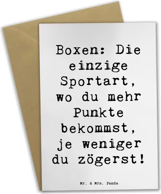 Produktbild von Mr. & Mrs. Panda Grußkarte Spruch Boxen Schnell Entscheiden - Weiß - Geschenk, glückwunschkarten, Sportler Geschenke, babykarte, Disziplin, Kontrahenten, Schnelligkeit