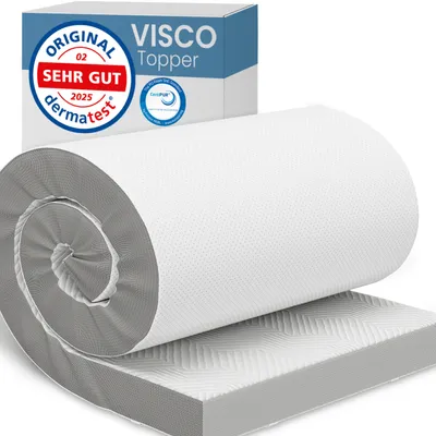 Produktbild von ELONEO Viscoelastischer Matratzen Topper 180x200cm, Matratzentopper mit Memory Foam Effekt, 8 cm Höhe, Matratzenauflage für Bett und Boxspringbett