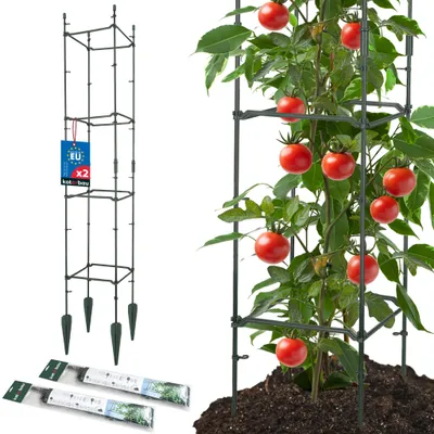 Image de KOTARBAU® Lot de 2 tuteurs modulaires 21 x 21 x 120 cm Tuteur carré en plastique pour plantes grimpantes et légumes Brise-vue pour le jardin