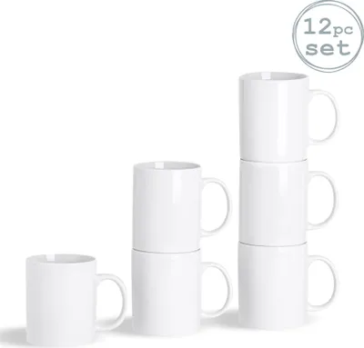 Produktbild von Weiße Tee Tassen Kaffee Becher - 285 ml - 12er Set
