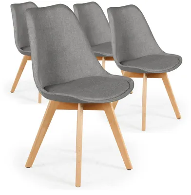 Image de MENZZO Lot de 4 chaises scandinaves Conor tissu Gris