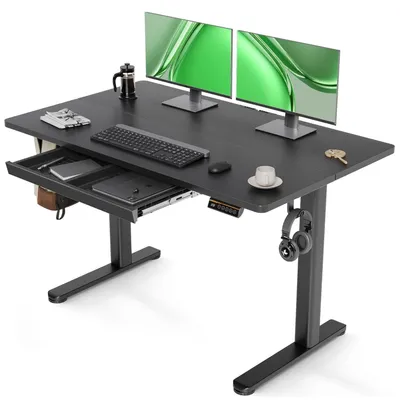 Obrázek produktu pro Elektrický psací stůl Claiks 120x60 cm černý výškově nastavitelný se zásuvkou