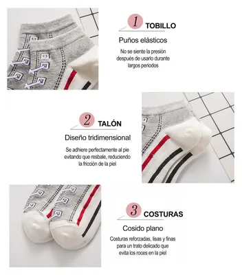 Image de Chaussettes Basses Rétro en Coton Respirant | Pour Porter...| 34–40 EU
