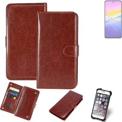 Produktbild von K-S-Trade 360° Hülle kompatibel mit Vivo Y37 Pro 5G braun Kunstleder Case BookCase WalletCase Kunstlederederhülle Handyhülle, Rundumschutz Bumper