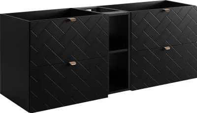 Produktbild von Badezimmerschrank, Schwarz mit goldener Griff, 140 x 57 x 46 cm