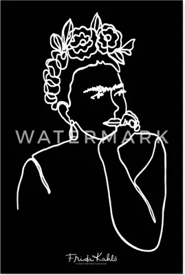 Produktbild von Spreadshirt Frida Kahlo Zeichnung Weiß Poster 60x90 cm, One size, Weiß