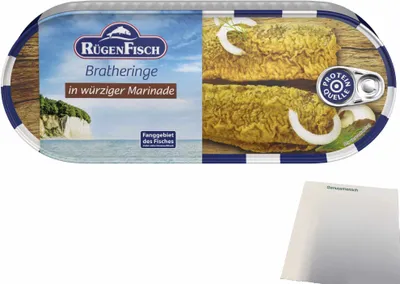 Produktbild von Rügenfisch Bratheringsfilet in würziger Marinade (500g Dose) + usy Block