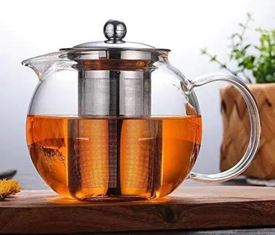 Obrázek produktu pro skleněná konvice o objemu 550 ml se sítkem a víčkem z nerezové oceli