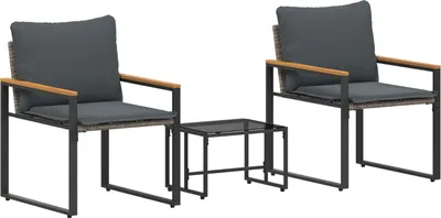 Produktbild von vidaXL Möbelsets 3 stk. Grau und Dunkelgrau Rattan