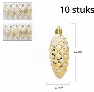 Produktbild von Tannenzapfen Weihnachtsbaumanhänger Christbaumschmuck - 12 Stück - Glitzer - Gold - 9,2 cm