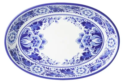 Productafbeelding van Heinen Delfts Blauw – Ovaal schaal, bloemmotief