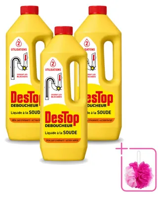 Produktbild von 3 x Destop Soda-Abflussreiniger - flüssig - 1 l - Sparpackung - 3 Stücke