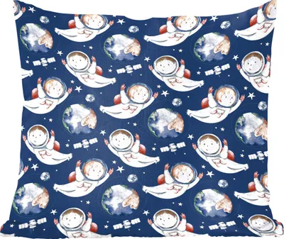 Produktbild von MuchoWow® Zierkissen Sofakissen Wohnzimmer Dekokissen 40x40 cm Kinder - Raumfahrt - Muster - Junge - Mädchen - Kinder - Kinder - Foto Kissen - Schlafzimmer Dekoration