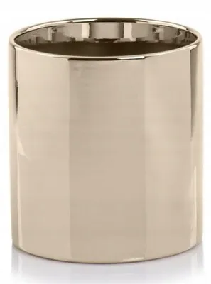 Produktbild von Keramik Blumentopf Übertopf Gold Zylinderform Glatt Ø 26 cm Höhe 26 cm ohne Abflussloch