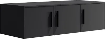 Produktbild von Schlafzimmer Aufsatzschrank für Kleiderschrank mit 150 cm Breite, schwarz matt mit schwarzen Griffen, 3-türig - MOLLERUSA-132
