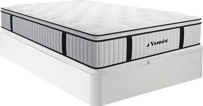 Produktbild von Set 140 x 200 cm Rahmen mit weißer Box + Matratze mit Taschenfedern und integriertem Topper 28 cm dick - AMERICAN DREAM by YSMÉE